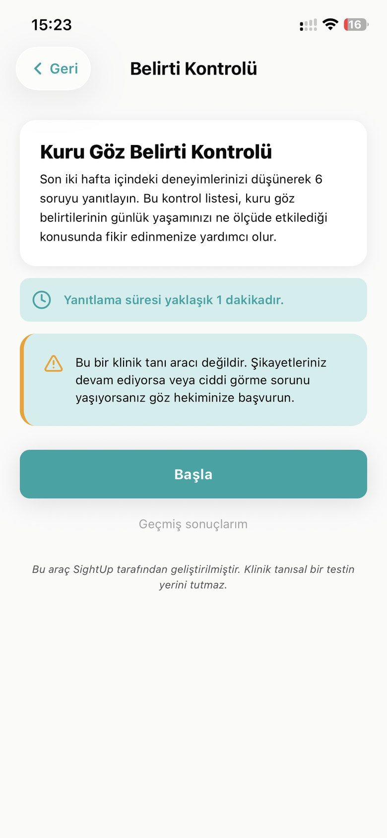 Kuru Göz Belirti Kontrolü — giriş
