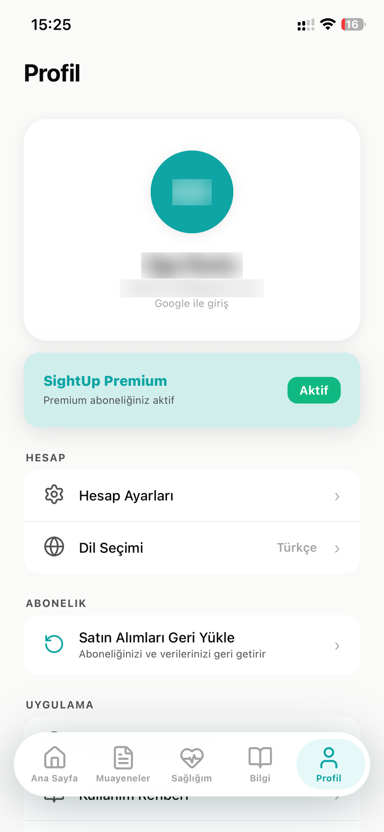 Profil sekmesi